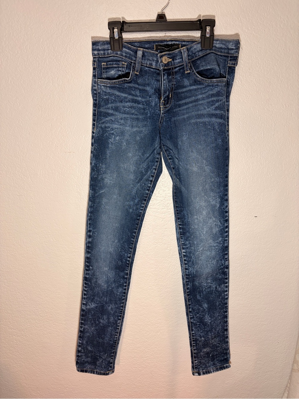 Flying Monkey Women's Low Rise Skinny Jeans - Dark Blue Wash